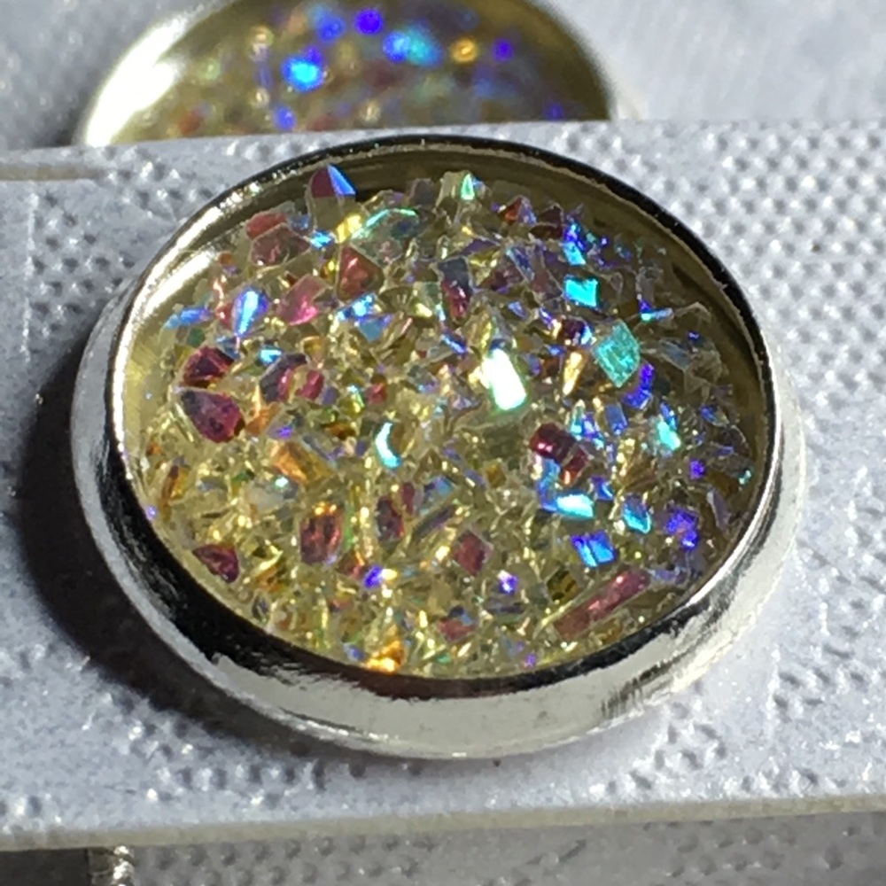 Yellow Faux Druzy Earrings - Picture 6 of 7
